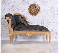 Chaise Longue Baroque Pouf Ancien canapé Or Noir Chaise-Longue Banquette capitonnée Palazzo en exclusivité