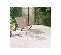 Chaise longue beige L. 170 cm en aluminium H. 96 cm empilable non pliable