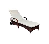 Chaise longue beige L. 198 cm H. 30 cm en resine tressee non pliable