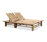 vidaXL Chaise longue 2 places en bambou 200 x 130 cm, dossier réglable marron