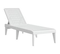 Chaise longue blanche 186 x 60 x 29 cm en polypropylène avec dossier réglable sur 4 positions, chaise longue de jardin confortable aspect jute, chaise longue d'extérieur légère en polypropylène