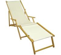 Chaise longue blanche avec repose-pieds, chilienne, bain de soleil pliant, en bois 10-303NF