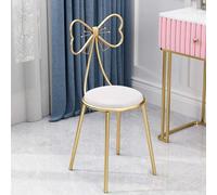 Chaise longue blanche élégante avec nœud - Tabouret de maquillage en métal doré pour coiffeuse, chaise décorative pour nail art, design élégant, parfait pour la chambre à coucher