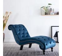 Chaise Longue Bleu Velours Salon Chambre à Coucher Bureau Meuble vidaXL