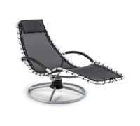 Chaise longue à bascule - The Chiller - Transat - 77x 85x173cm - Bain de soleil - Résistant aux intempéries - Tubes en métal - Surface en PVC - Noir