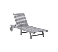 vidaXL Chaise longue Bois d'acacia solide - Bain de soleil de jardin - Gris