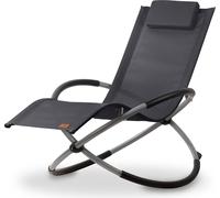 Chaise longue CampFeuer, Anthracite, Chaise longue de jardin pliable, Fauteuil à bascule Schwungelsliege