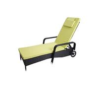 Chaise longue Carrara, polyrotin, alu anthracite, coussin vert clair