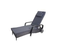 Chaise Longue Carrara, Polyrotin, Bain De Soleil, Couchette, Alu Anthracite, Coussin Gris Noir
