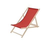 Chaise longue chilienne pliante rouge en bois charge jusqu'à 120 kg dossier réglable 3 positions de couchage transat de jardin bain de soleil lit de