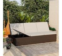 Vidaxl Chaise Longue Convertible Avec Coussin Résine Tressée Marron Marron