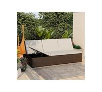 Chaise longue convertible - VIDAXL - Marron - Résine tressée - Dossier réglable - 2 en 1
