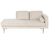 Chaise Longue Côté Droit en Velours Beige Tissu Velouté Assise Rembourré Miramas
