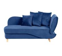 Chaise Longue Côté Droit En Velours Bleu Meri Ii Bleu