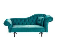 Chaise longue côté droit LATTES Velours Vert émeraude avec coussin