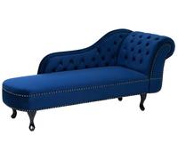 Chaise Longue Côté Droit Méridienne en Velours Bleu Glamour et Elégant Salon Nimes