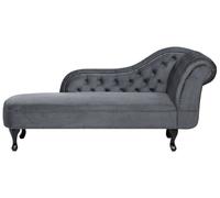 Chaise Longue Côté Droit Méridienne en Velours Gris Glamour Elégant Salon Nimes