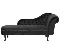 Chaise Longue Côté Droit Méridienne en Velours Noir Glamour Elégant Salon Nimes
