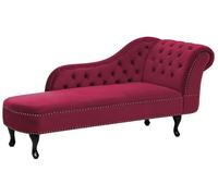 Chaise Longue Côté Droit Méridienne en Velours Rouge Glamour Elégant Salon Nimes