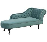 Chaise Longue Côté Droit Méridienne en Velours Vert Glamour Elégant Salon Nimes