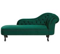 Chaise Longue Côté Droit Méridienne en Velours Vert Glamour Elégant Salon Nimes