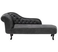 Chaise Longue Côté Gauche Méridienne en Cuir PU Imitation Daim Gris Foncé Nimes