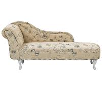 Chaise Longue Côté Gauche Méridienne en Tissu Imprimé Beige Style Elégant Nimes