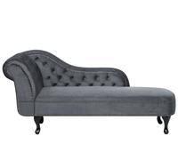 Méridienne Chesterfield en velours gris NIMES