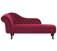 Chaise Longue Côté Gauche Méridienne en Velours Rouge Glamour Elégant Salon