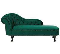 Chaise Longue Côté Gauche Méridienne en Velours Vert Glamour Elégant Salon Nimes