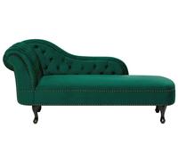 Chaise Longue Côté Gauche Méridienne en Velours Vert Glamour Elégant Salon Nimes
