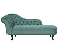 Chaise Longue Côté Gauche Méridienne en Velours Vert Glamour Elégant Salon Nimes