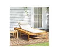 Vidaxl Chaise Longue Coussin/Oreiller Blanc Crème Bois Massif Acacia Blanc