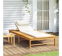 Vidaxl Chaise Longue Coussin/Oreiller Blanc Crème Bois Massif Acacia Blanc