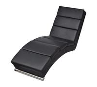 Chaise Longue Cuir Synthétique Noir Transat Chilienne Meuble de Jardin vidaXL