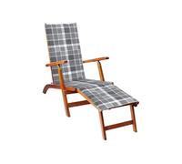 Acacia Solide Chaise de Terrasse avec Repose-pied et Coussin Jardin vidaXL