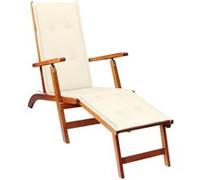 Chaise longue d extérieur repose pied et coussin Acacia solide G