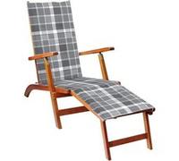 Chaise longue d extérieur repose pied et coussin Acacia solide G