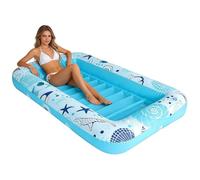 Chaise longue de bronzage gonflable, lit de bronzage flottant pour piscine, salon d'eau 180x90 cm avec porte-boissons, matelas de relaxation en PVC durable, flotteur de plage avec oreiller, chaise lon
