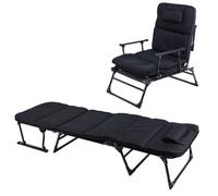 Chaise longue de jardin 2 en 1 chaise longue sanitaire lit d'appoint...