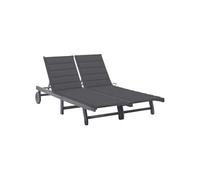 Acacia Chaise Longue de Jardin 2 Places avec Coussin Gris Patio Transat vidaXL