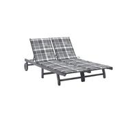 Vidaxl Chaise Longue De Jardin 2 Places Avec Coussin Gris Acacia