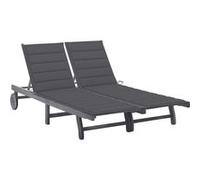 Chaise longue de jardin 2 places avec coussin Gris Acacia