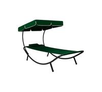 Vidaxl Lit De Repos D'extérieur Avec Auvent Et Oreiller Vert Vert