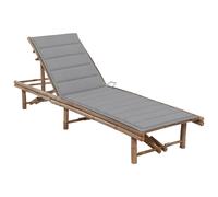 Chaise Longue de Jardin avec Coussin Bambou Transat Bain de Soleil vidaXL