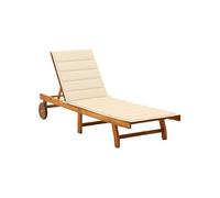 Chaise longue de jardin avec coussin Bois d acacia solide G