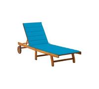 Chaise Longue De Jardin Avec Coussin Bois D'acacia Solide Vidaxl Bleu
