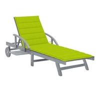 Chaise longue de jardin avec coussin Bois d acacia solide G