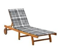Chaise longue de jardin avec coussin Bois d acacia solide G