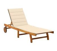 Chaise longue de jardin avec coussin Bois d acacia solide G